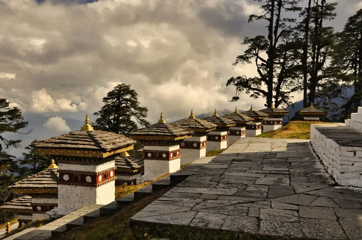 Stone walkway with a traditional wall in Dazu scenic area